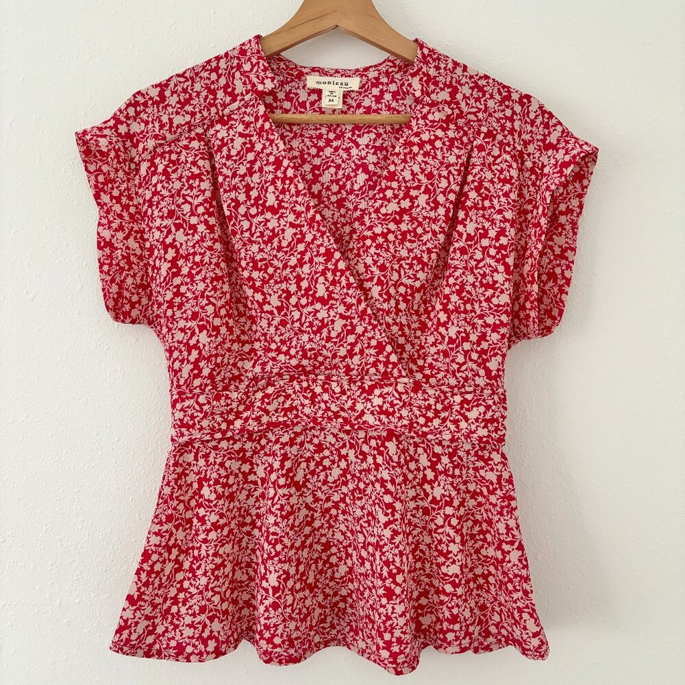 Monteau Red Floral Top